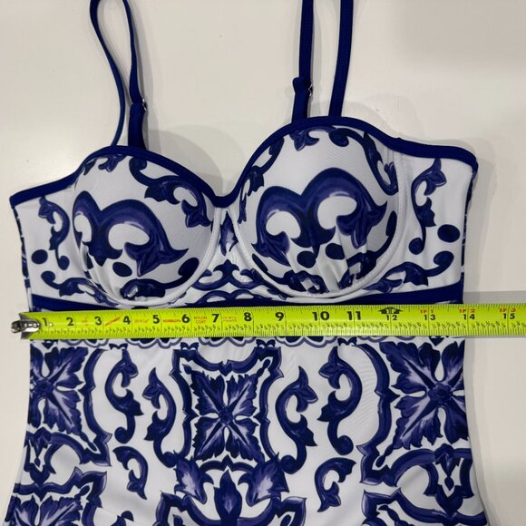 NEW Porcelain Pattern One-Piece Swimsuit and Cover Up Skirt, Size M - Picture 13 of 17